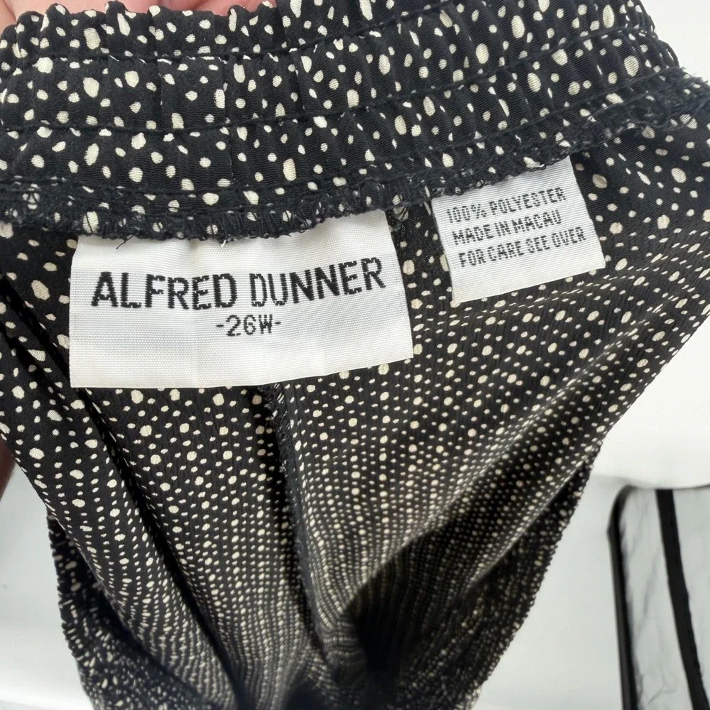 Alfred Dunner Pants Women 26W‎ Black Polka Dot Elastic Waist Drawstring Business